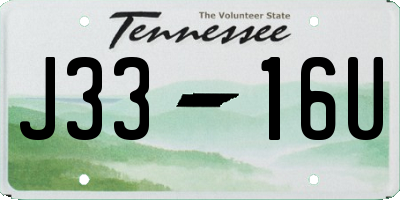 TN license plate J3316U