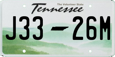 TN license plate J3326M