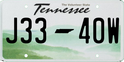 TN license plate J3340W