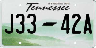 TN license plate J3342A
