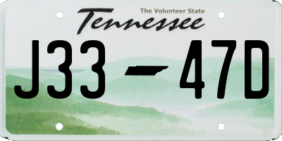 TN license plate J3347D