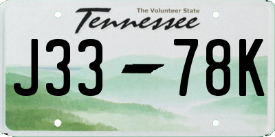 TN license plate J3378K