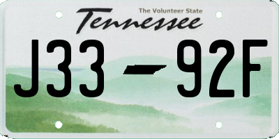 TN license plate J3392F