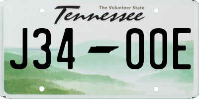 TN license plate J3400E