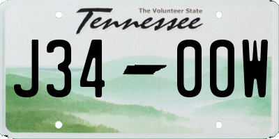 TN license plate J3400W