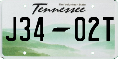 TN license plate J3402T