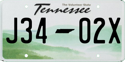 TN license plate J3402X