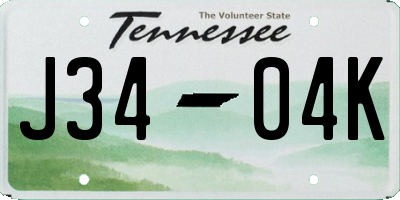 TN license plate J3404K