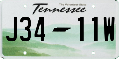 TN license plate J3411W