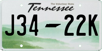 TN license plate J3422K