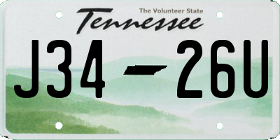 TN license plate J3426U