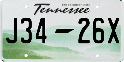 TN license plate J3426X