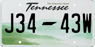 TN license plate J3443W