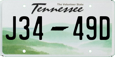 TN license plate J3449D