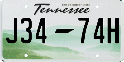 TN license plate J3474H