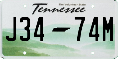 TN license plate J3474M