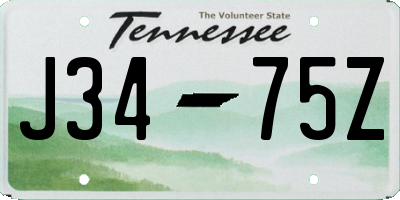 TN license plate J3475Z