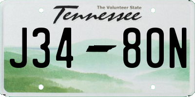 TN license plate J3480N