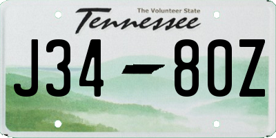 TN license plate J3480Z