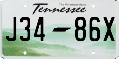 TN license plate J3486X