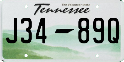 TN license plate J3489Q