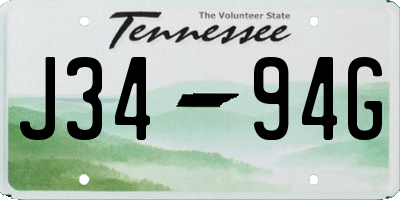 TN license plate J3494G