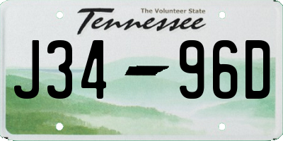 TN license plate J3496D