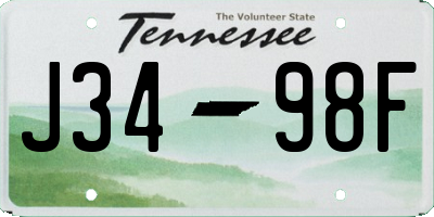 TN license plate J3498F