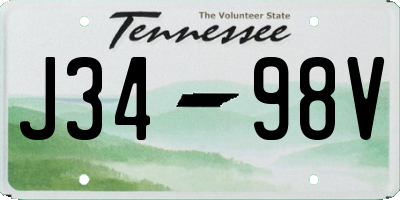 TN license plate J3498V