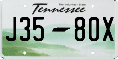 TN license plate J3580X