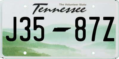 TN license plate J3587Z