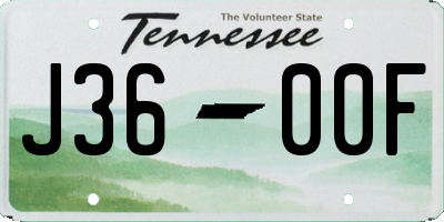 TN license plate J3600F