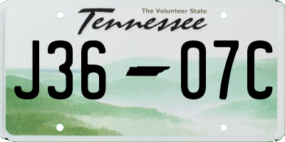TN license plate J3607C