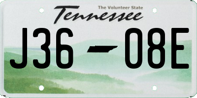 TN license plate J3608E