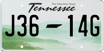 TN license plate J3614G