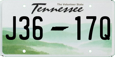 TN license plate J3617Q