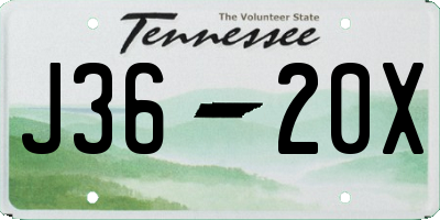 TN license plate J3620X