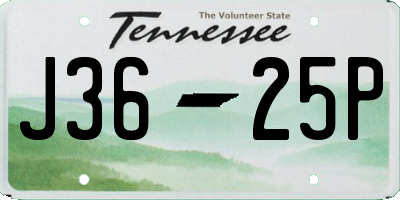 TN license plate J3625P