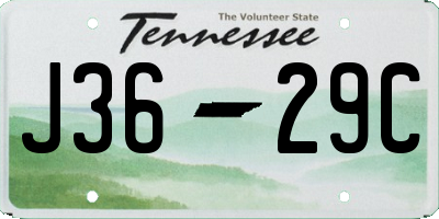 TN license plate J3629C
