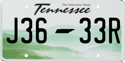 TN license plate J3633R