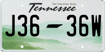 TN license plate J3636W