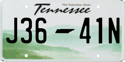 TN license plate J3641N