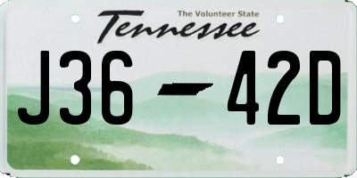 TN license plate J3642D