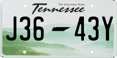 TN license plate J3643Y