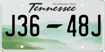 TN license plate J3648J