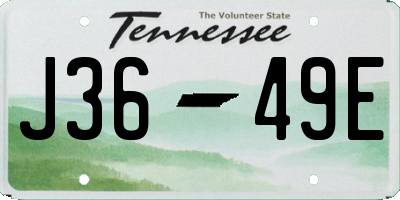 TN license plate J3649E