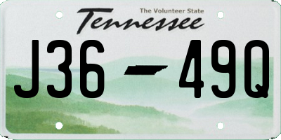 TN license plate J3649Q