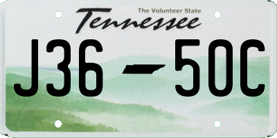 TN license plate J3650C