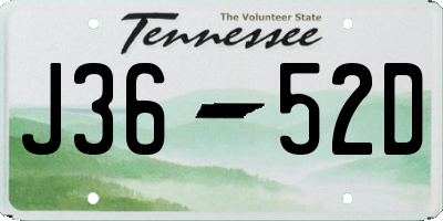TN license plate J3652D