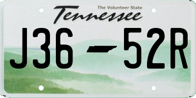 TN license plate J3652R